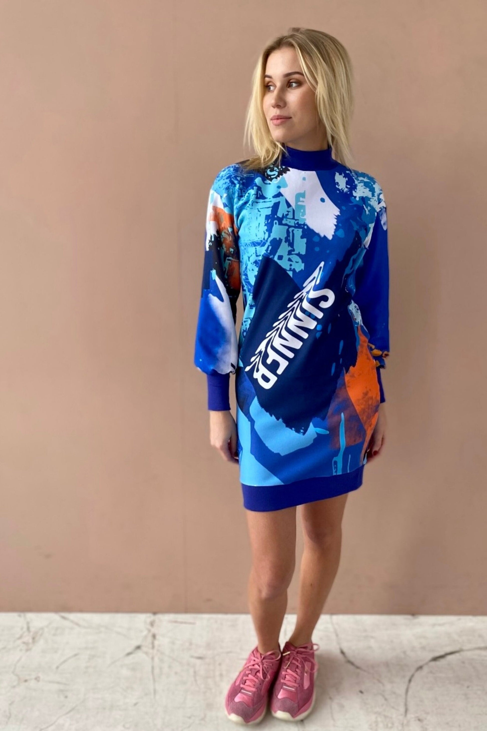 Blue tunic dress with balloon sleeves MoveAddict Blue tunic dress with balloon sleeves MoveAddict