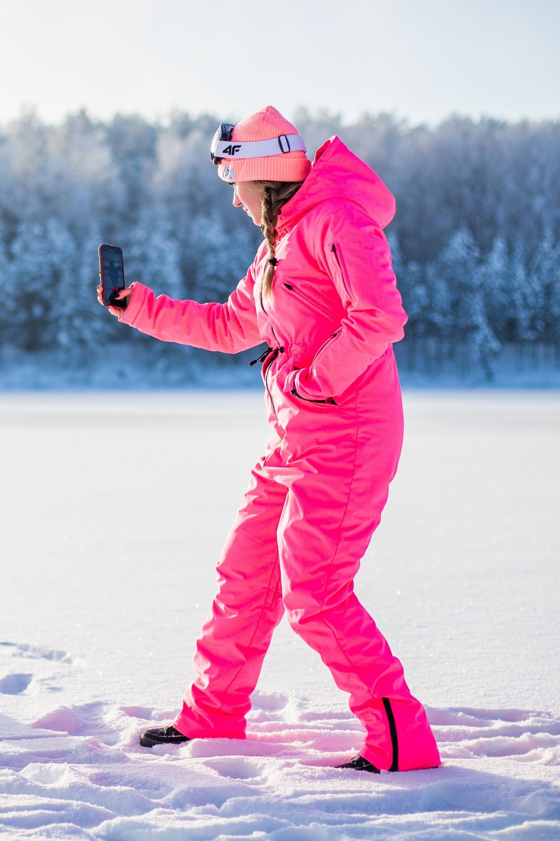 Women`s winter ski / snowboard suit in Neon Pink color / Snowsuit MoveAddict Women`s winter ski / snowboard suit in Neon Pink color / Snowsuit MoveAddict