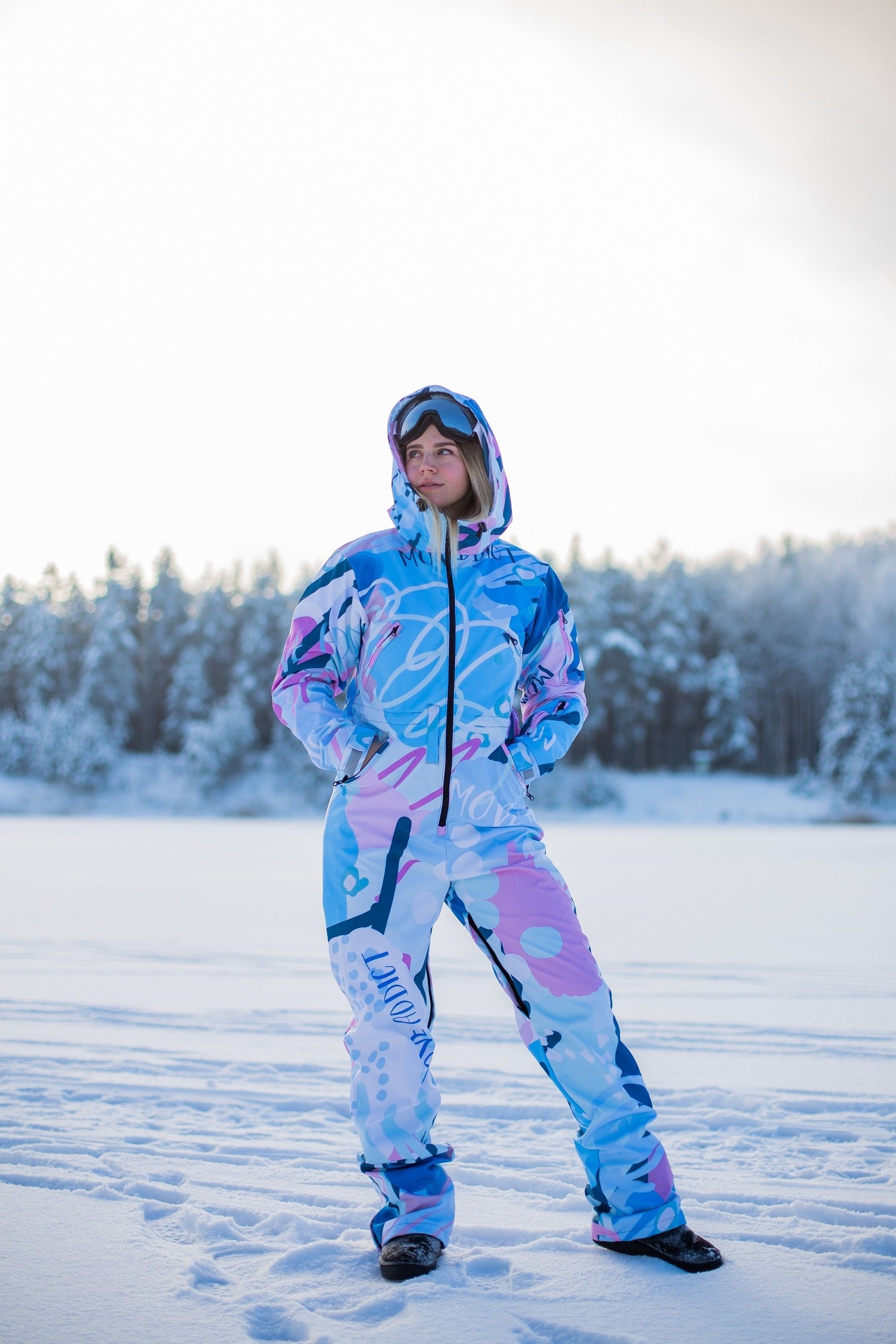 Romantic Winter Ski Onesie, Jumpsuit, Snowboard Clothes, Snowboard suit, Skiing Overall, Ski Suit Women, Colorful Snow Suit, Light Pink