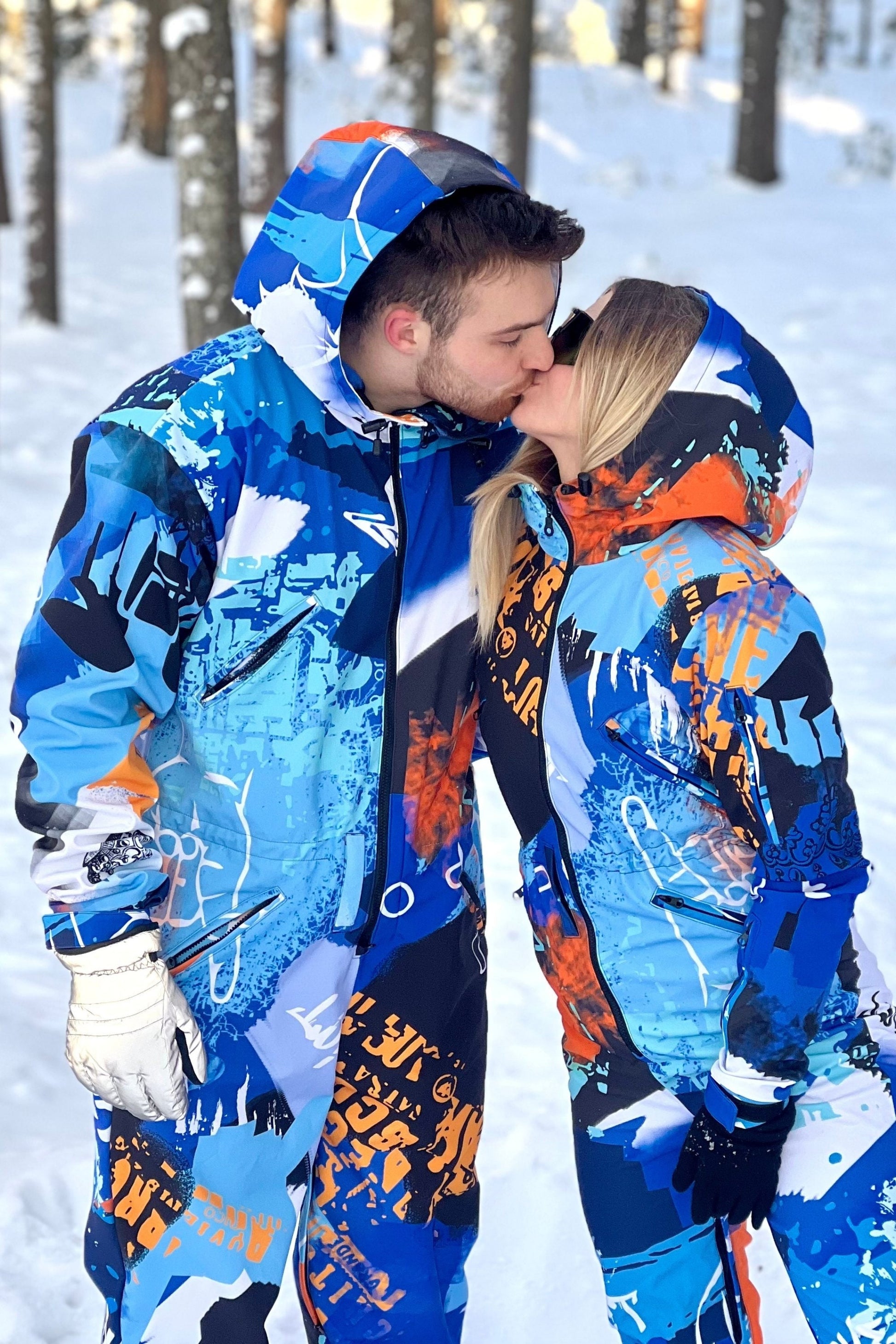 COUPLE SET: Blue Winter Ski Jumpsuits, Snowboard Clothes, Snowboard suit, Skiing Overall, Ski Suit Women, Matching Couple Set, Snow Suit