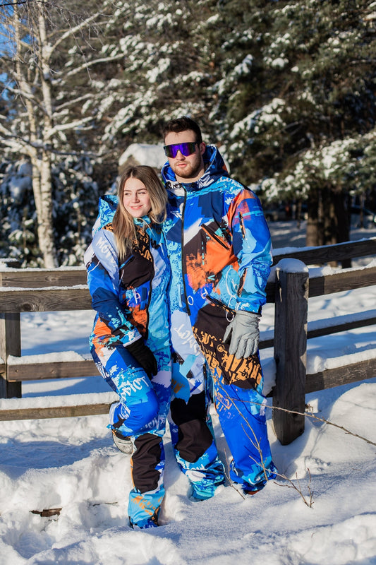 COUPLE SET: Blue Winter Ski Jumpsuits, Snowboard Clothes, Snowboard suit, Skiing Overall, Ski Suit Women, Matching Couple Set, Snow Suit