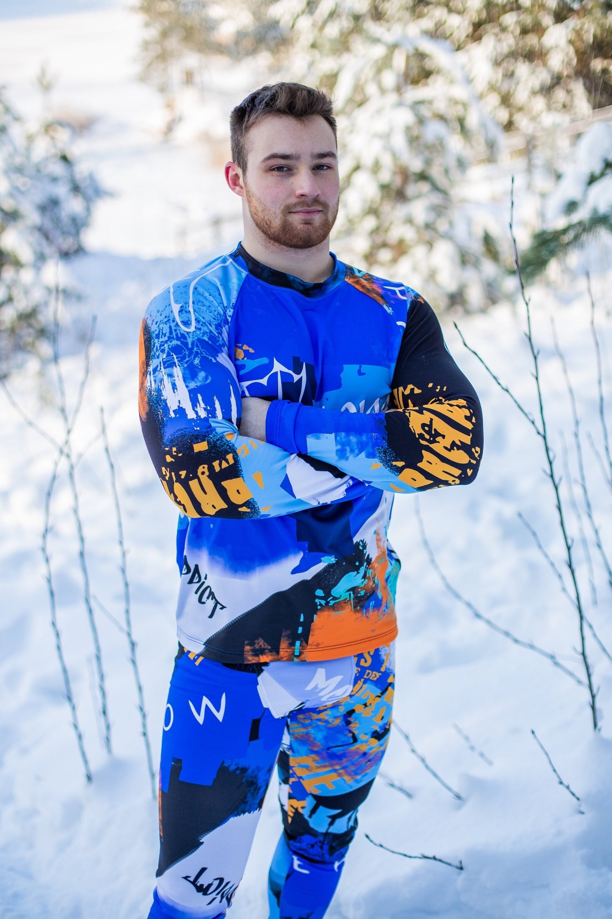 SET: Men's Blue Winter Thermal underwear, Montain's Clothes, Snowboard style, Man Leggings and Top, Men's Mountain's clothes, Man Leggings