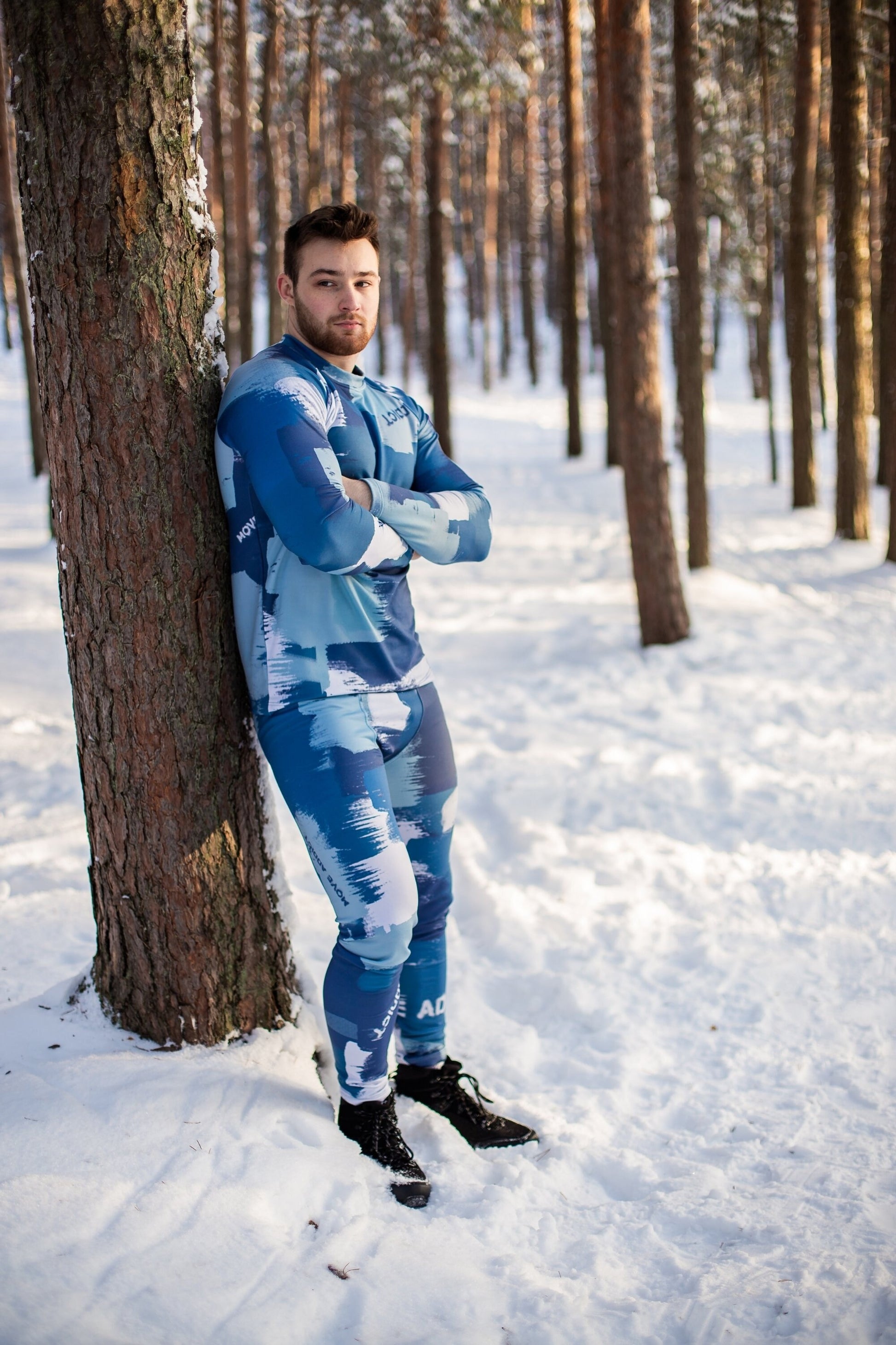 SET: Men's Gray Winter Thermal underwear, Montain's Clothes, Snowboard style, Man Leggings and Top, Men's Mountain's clothes, Man Leggings