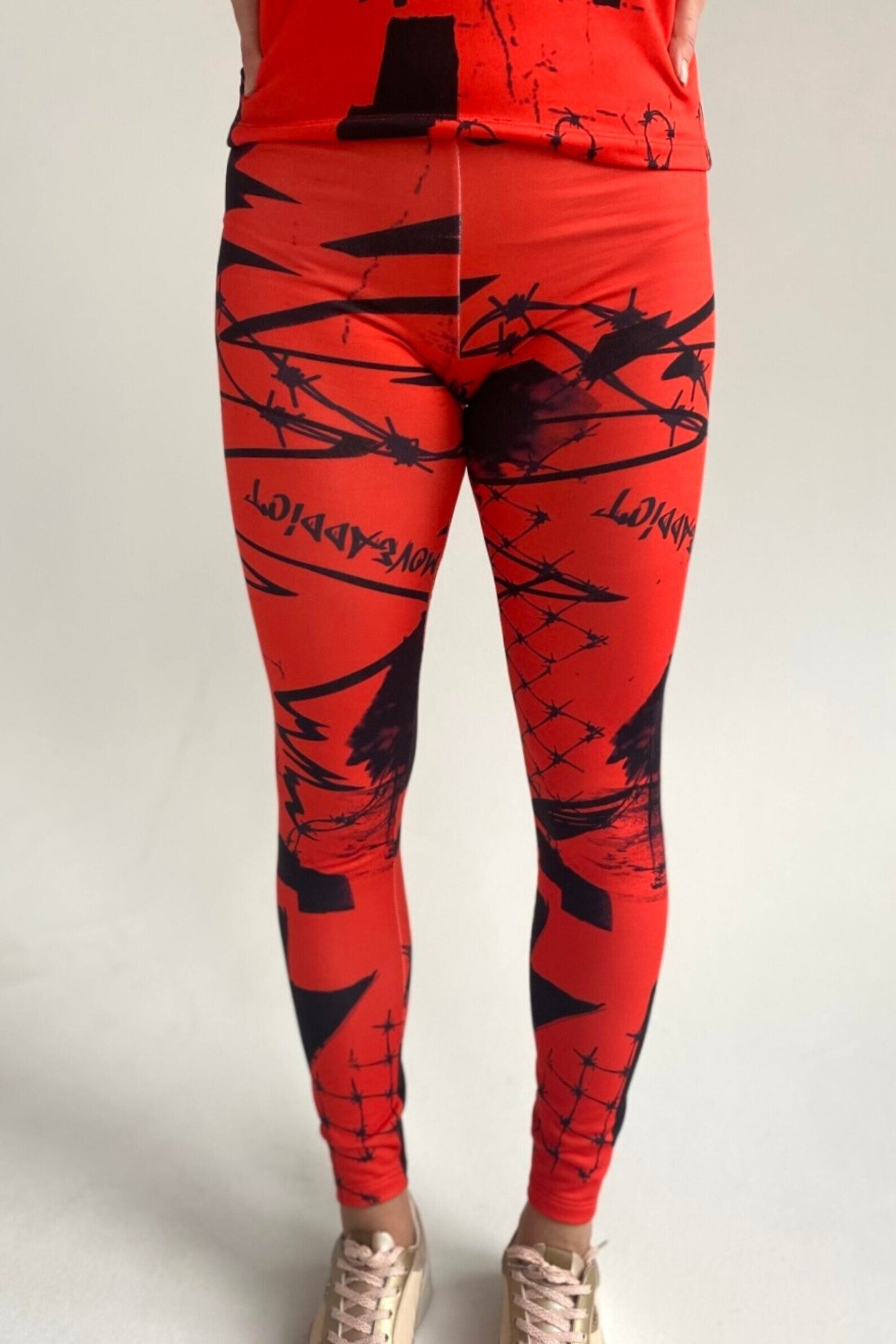 SET: Women's Thermowear, Leggings, Abstract Red Top, Winter Underwear, Thermal Protective, Clothing, Sport underwear, Winter Clothes