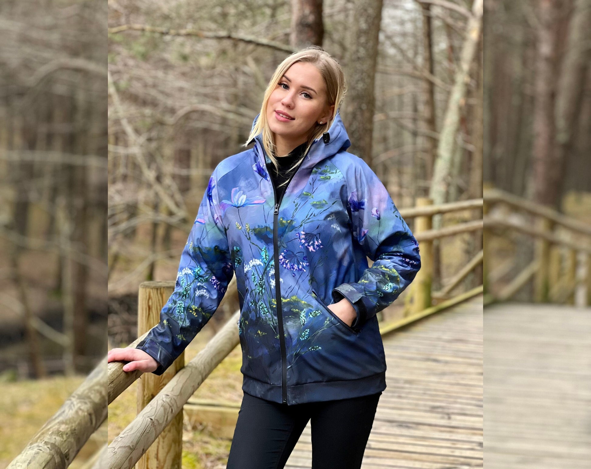 Windproof Jacket with pockets, Outwear, Floral Jacket, Sport Jacket for womens, Printed Jacket, Colourful jacket women, Spring Jacket