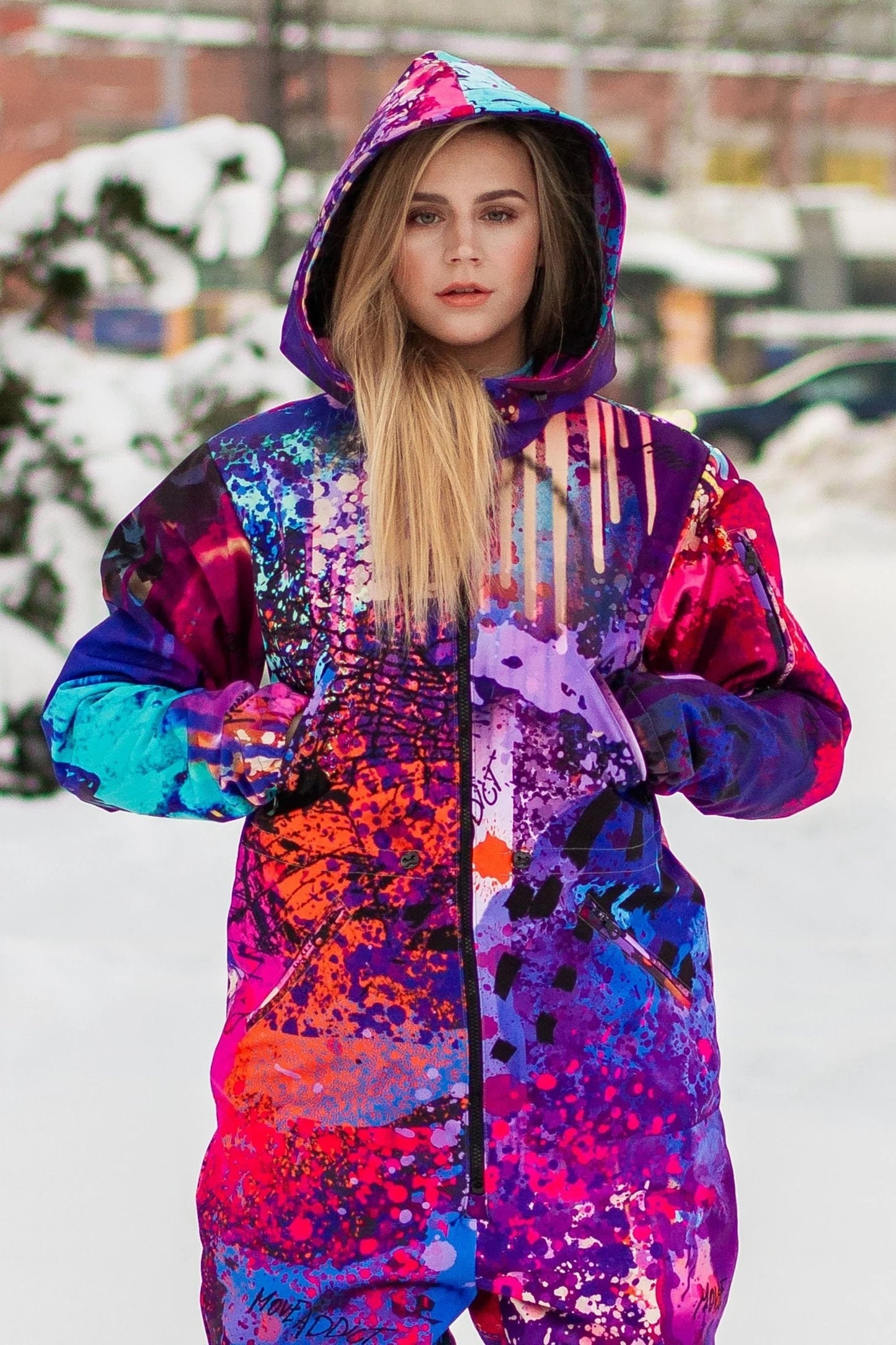 SET: Purple Winter Ski Jumpsuit, Snowboard Clothes, Snowboard suit, Skiing Overall, Women Mountain's clothes, Winter Thermal underwear