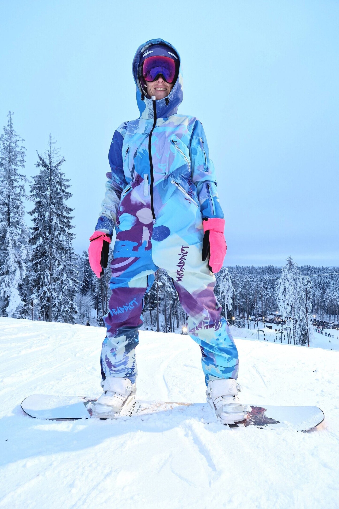 SET: Purple Winter Ski Jumpsuit, Snowboard Clothes, Snowboard suit, Skiing Overall, Women Mountain's clothes, Winter Thermal underwear